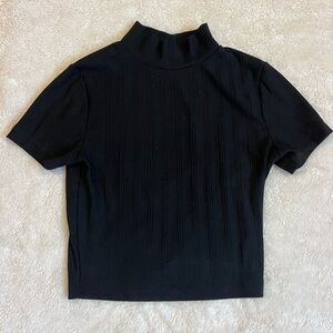 Urban Outfitters Black Short-Sleeve Mock Neck Tee